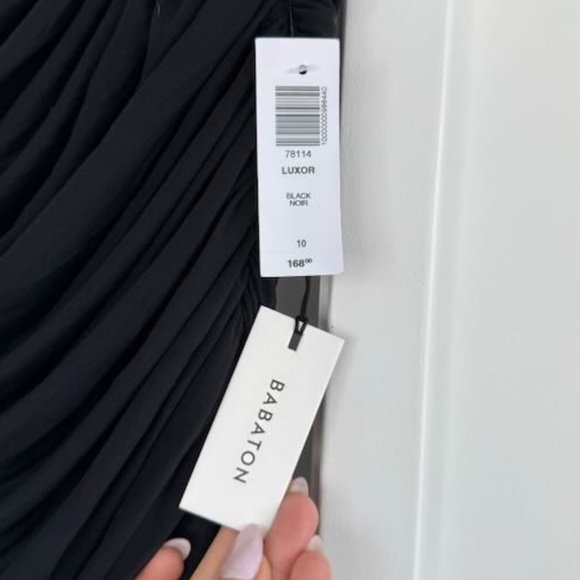 NWT - BABATON/ ARITZIA -  LUXOR ONE-SHOULDER DRESS Black Size 10 - Picture 2 of 5